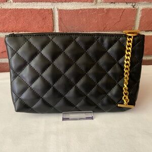 YSL Yves Saint Laurent Black Quilted Cosmetics Make Up Pouch Clutch NEW